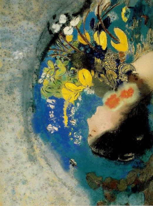 Redon Ophelia, c. 1900-05  Pastel on paper mounted on board,. , 