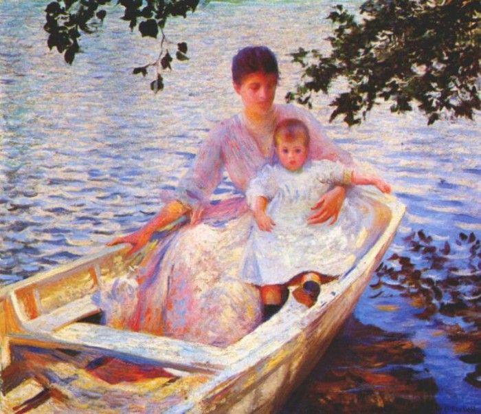 tarbell mother and child in a boat 1892. ,  