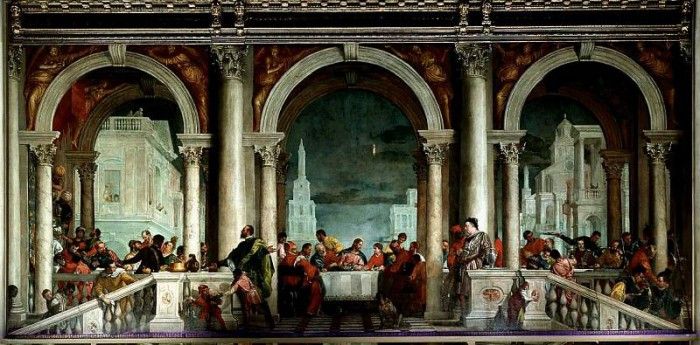 Paolo Veronese Kristus i Levis hus, 1573, 546x1260 cm, Galle. , 