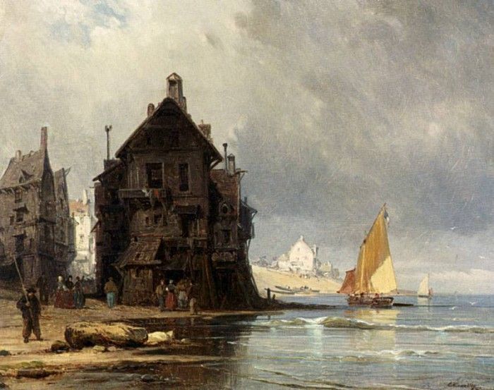 Kuwasseg Charles Euphrasie A Coastal Scene In Normandy. Kuwasseg,  Euphrasie 