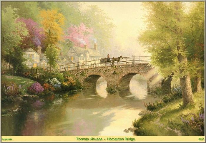 Thomas Kinkade - Hometown Bridge (Abraxsis).  