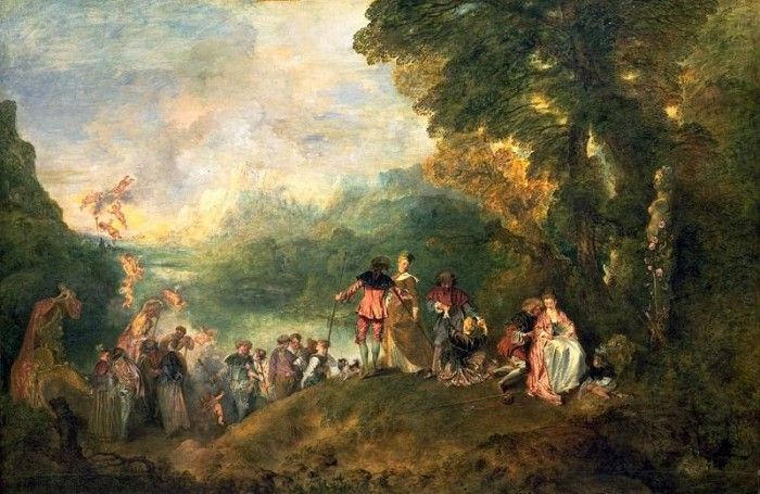 Watteau The Embarkation for Cythera, 1717, 129x194 cm, Louvr. , -