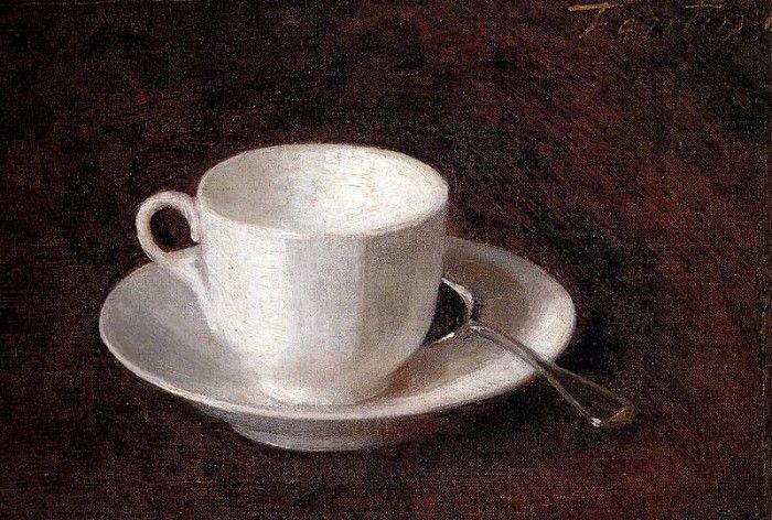 Fantin Latour Henri White Cup And Saucer. -, ---