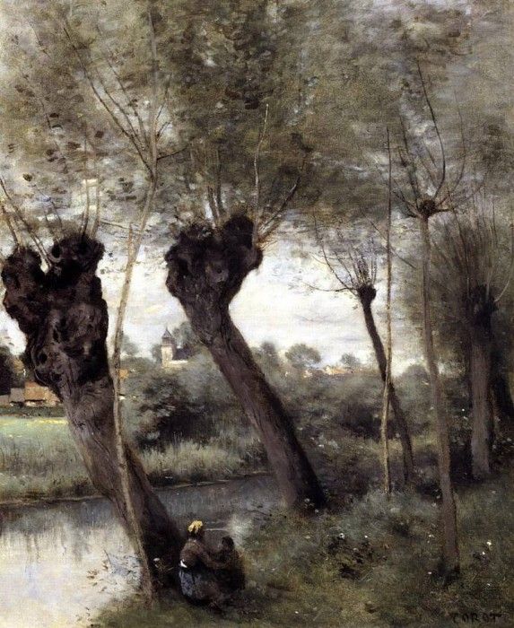 Corot Saint Nicholas les Arras Willows on the Banks of the Scarpe. , --