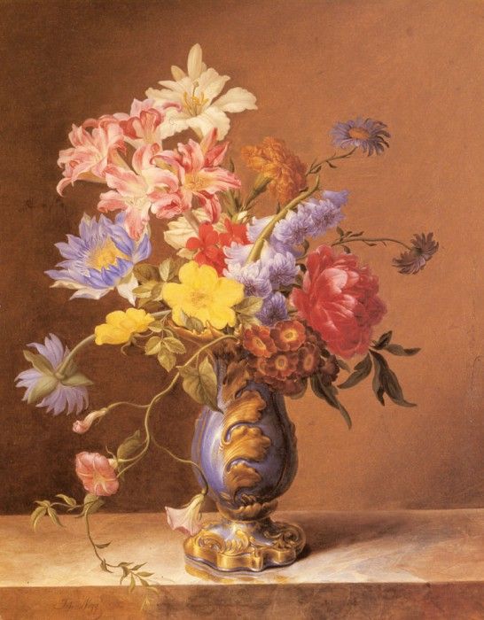 Nigg Josef Flowers In A Blue Vase. , 