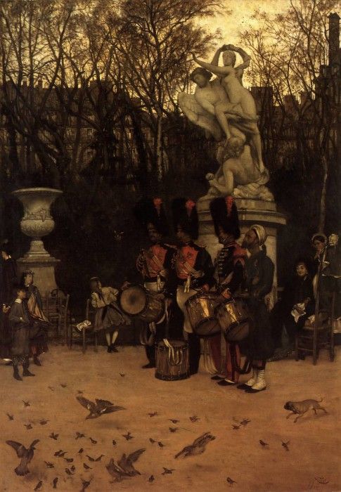 Beating the Retreat in the Tuileries Gardens. Tissot Jacques Joseph