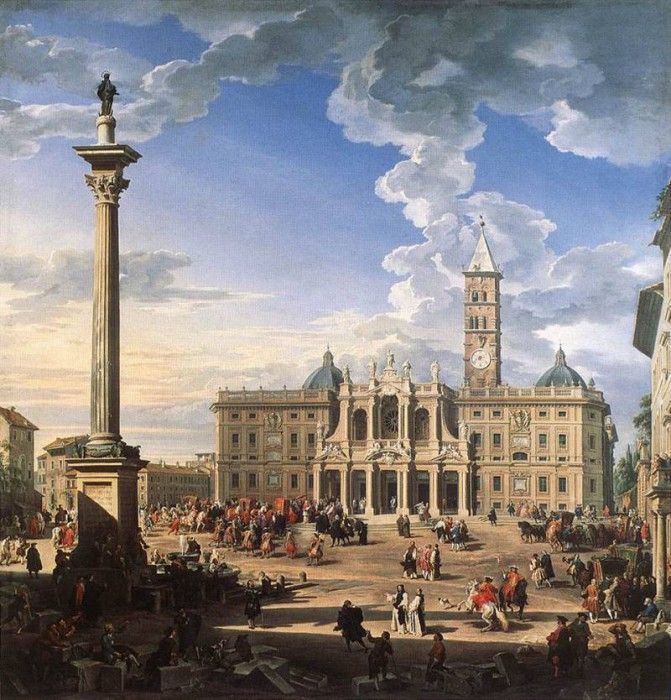 PANNINI Giovanni Paolo The Piazza And Church Of Santa Maria Maggiore. Pannini,  