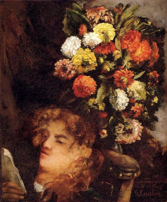 Courbet Gustave Head Of A Woman With Flowers. , 