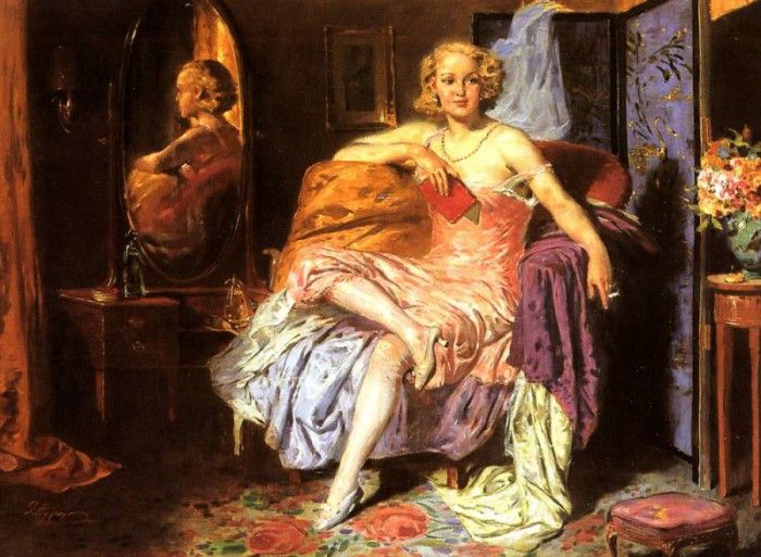 Argyros Oumbertos Girl In Boudoir. , Oumbertos