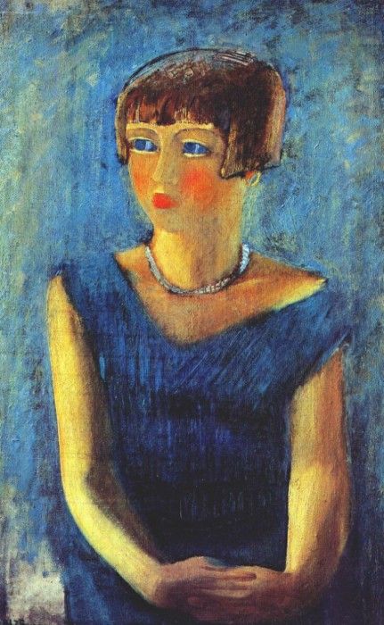 pakhomov young girl in blue 1929. 