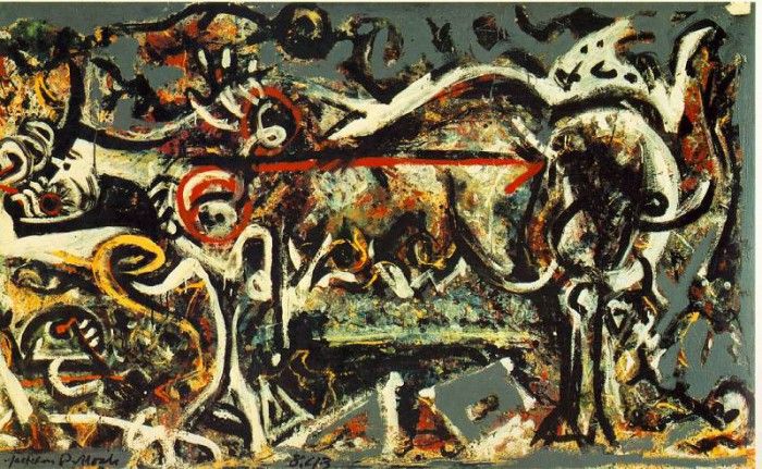 Pollock The she-wolf, 1943 (230 Kb)  Oil, gouache, and plast. , 