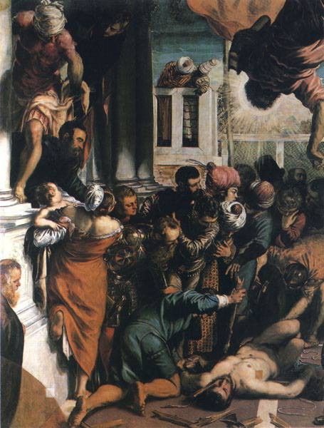 TINTORETTO MIRACOLO DI SAN MARCO,DETALJ, VENEDIG. , 