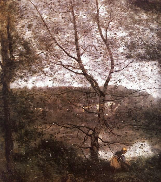 Corot Ville dAvray, detail, exhibited 1870, oil on canvas, . , --