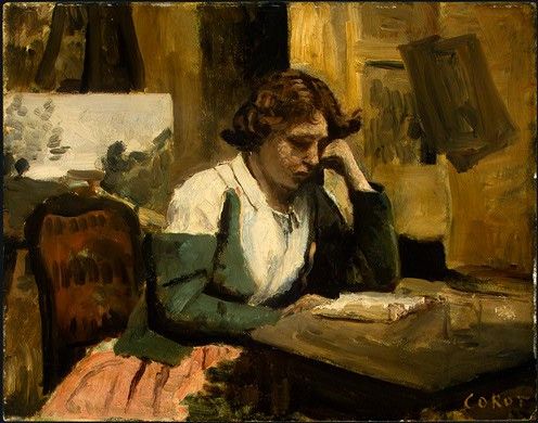 Corot Young Girl Reading, 1868-1870, NG Washington. , --