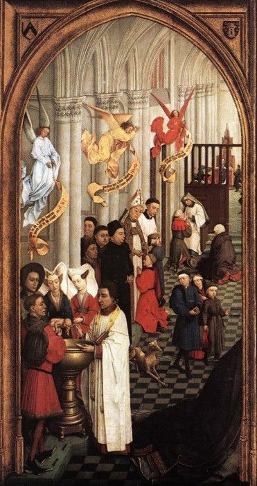 Weyden Seven Sacraments (left wing). ,   