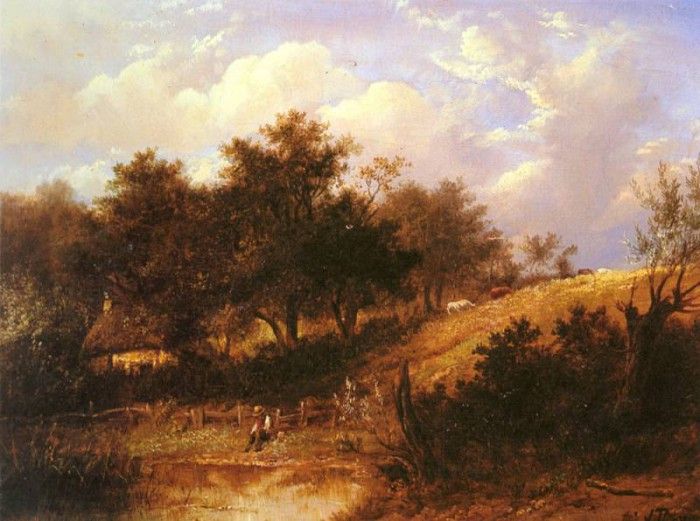 Thors Joseph Landscape With Figures Resting Beside A Pond. , 