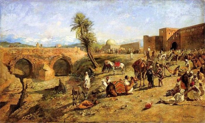 Weeks Edwin Lord Arrival of a Caravan Outside The City of Morocco. ,  