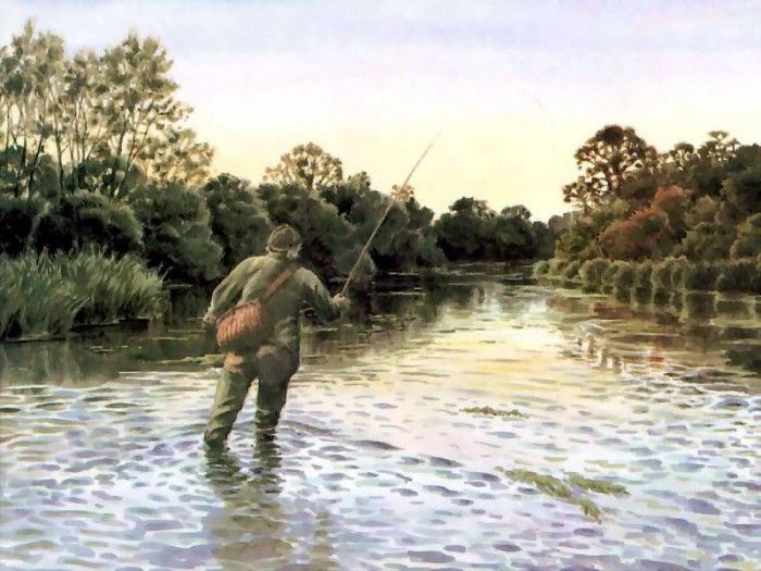 waters edge csg015 fishing the evening rise. , 