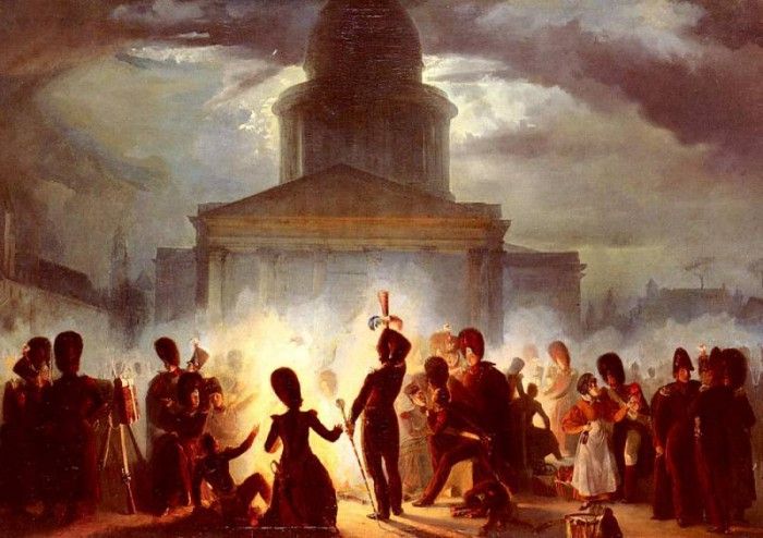 Raffet Auguste A Bivouac In The Place Du Pantheon  1830. Raffet, 