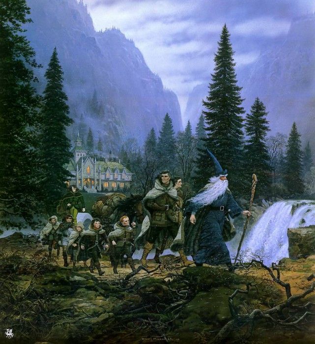 ma Nasmith cal2002 The Fellowship Leaving Rivendell. Nasmith, 