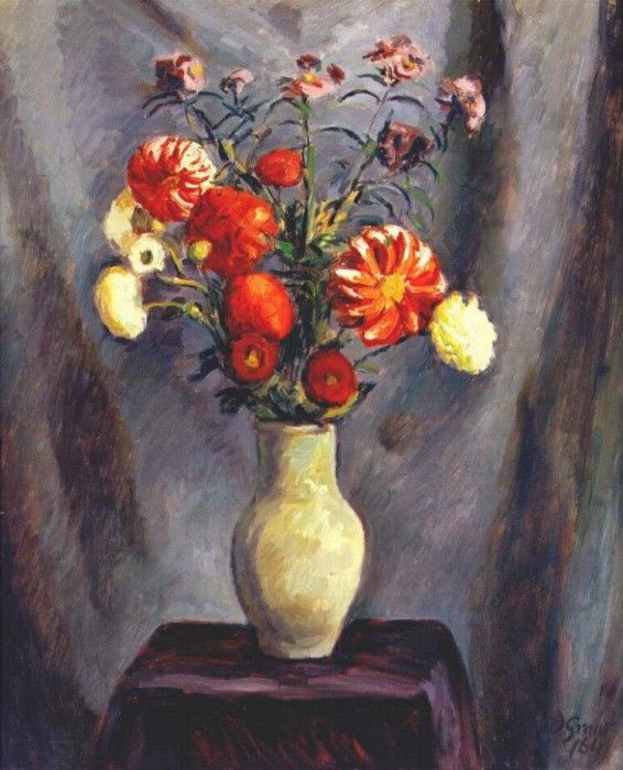 grant autumn flowers in vase on table 1964. 