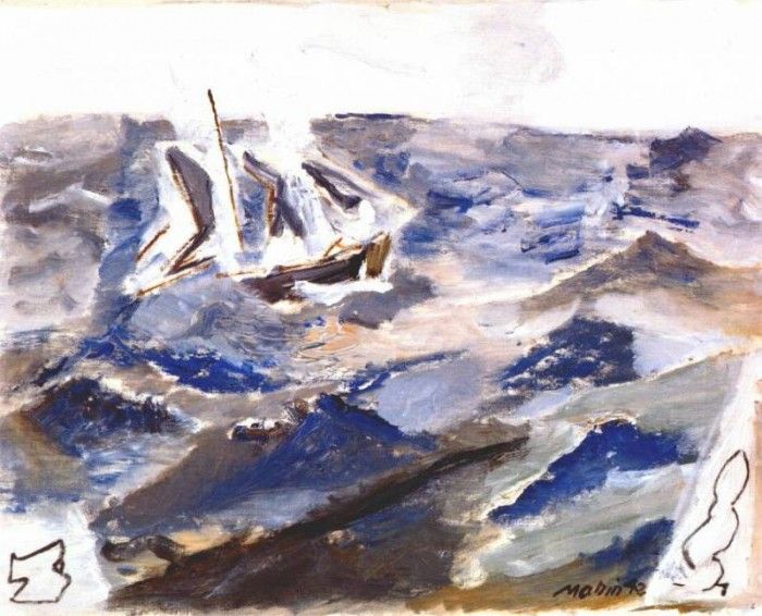 marin sea and boat 1942. 