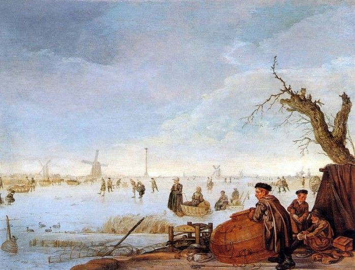 Arendt Arendtsz Winterlandscape with duck catchers Sun . , Arendtsz