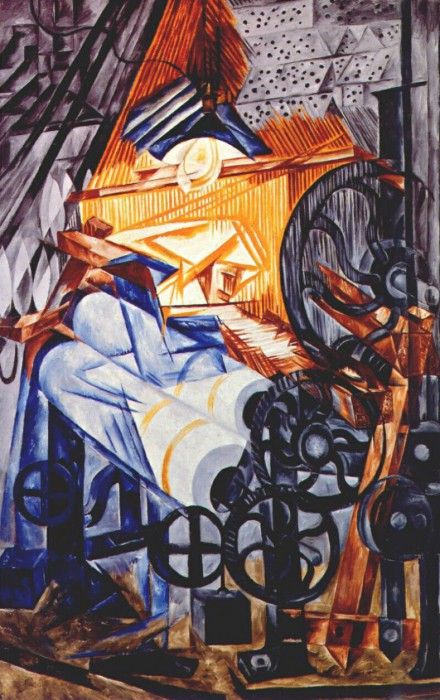 goncharova the weaver (loom + woman) 1912-13. , 