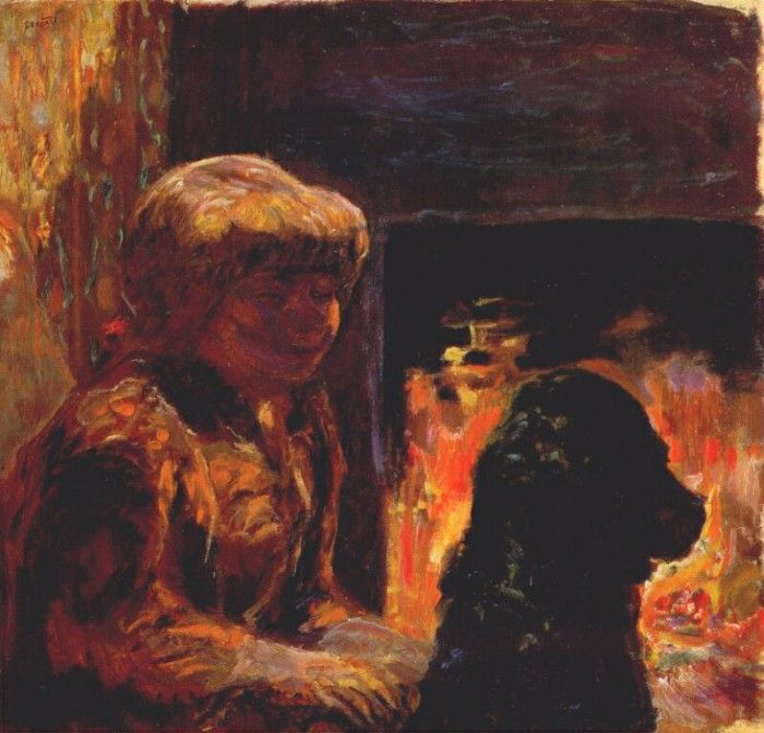 bonnard woman with dog c1906.  