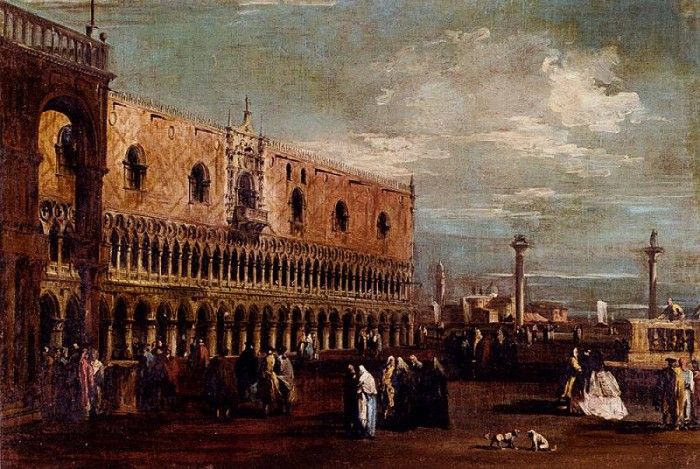 Guardi Francesco Venice A View Of The Piazzetta Looking South With The Palazzo Ducale.  