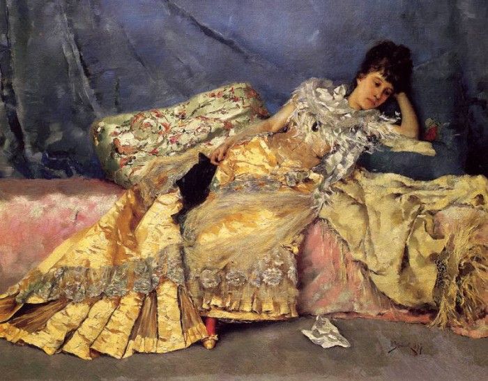 Stewart Julius LeBlanc Lady On A Pink Divan. ,  