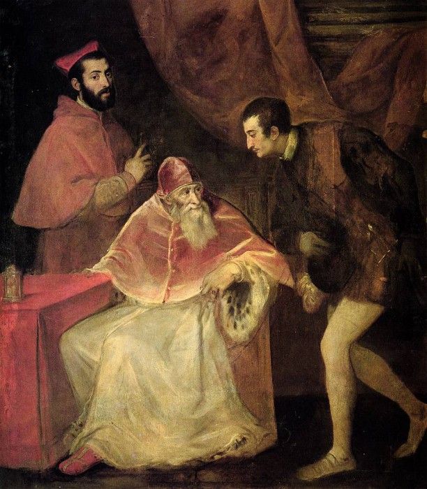 Titian Pope Paul III and nephews 1543.  ( )