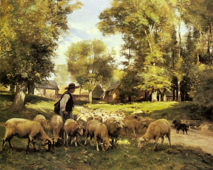 Dupre Julien A Shepherd And His Flock. , 