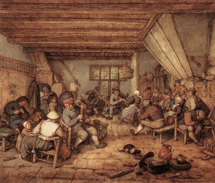 OSTADE Adriaen Jansz van Feasting Peasants In A Tavern. ,  