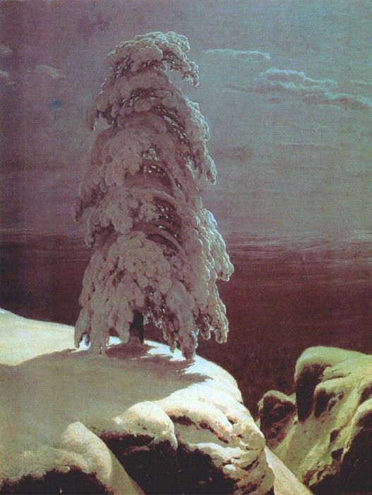 shishkin a pine there stands in the northern wilds 1891. ,  