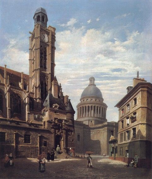 A View of The Pantheon and the Church of Saint-Etienne Du Mont Paris. , 