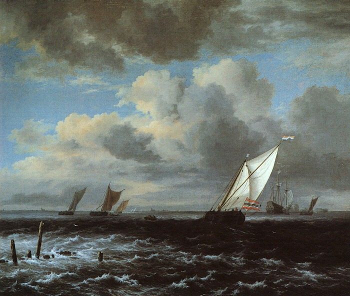 Ruisdael Rough Sea, 1670, oil on canvas, Museum of Fine Arts. ,  