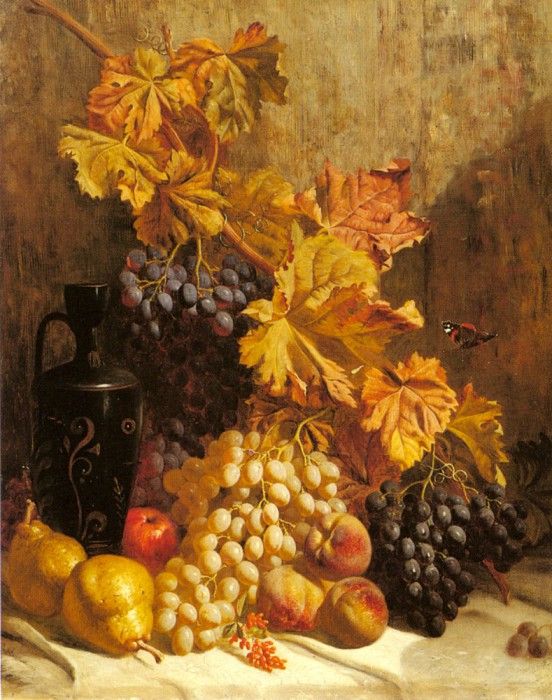 Hughes William A Still Life With Grapes Pears Peaches An Urn. , 