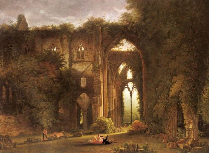 Colman Samuel Tintern Abbey With Elegant Figures. , 