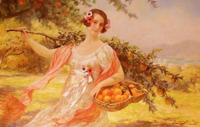 Deully Eugene Auguste Francois Femme Aux Oranges. Deully,   