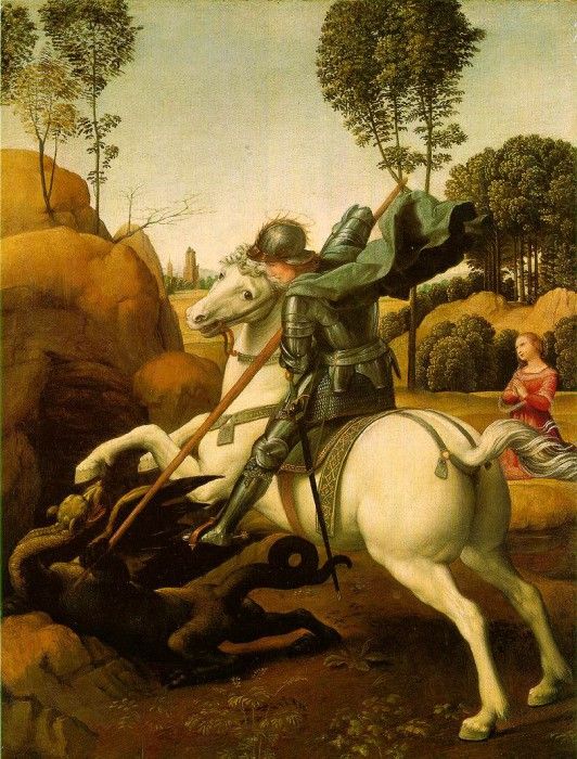 Raffaello St. George Fighting the Dragon, 1504-06, 28.5x21.5. 