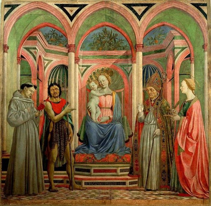 Domenico Veneziano Madonnan med barnet och helgon, ca 1445, . ,   , Bartolomeovenezia, Cafirenze