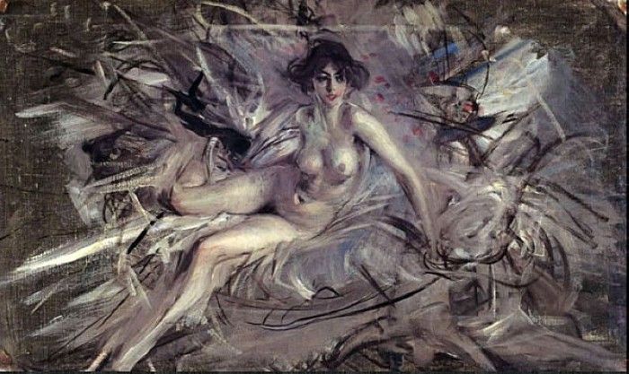 Nude of Young Lady on Couch. Boldini, 