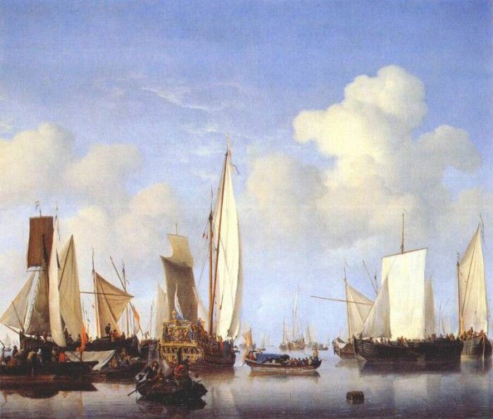 velde-the-younger a states yacht and other ships c1658-60. ,    