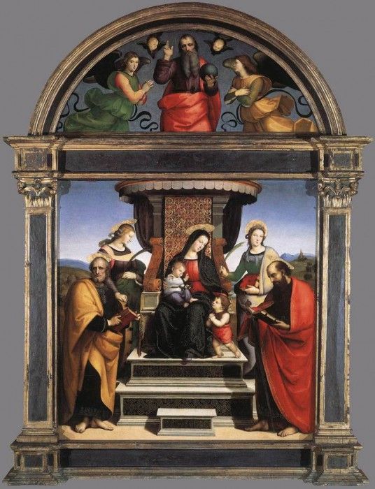 Raffaello - Madonna and Child Enthroned with Saints. Raffaello