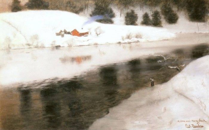 Thaulow Fritz Winter At Simoa River. Thaulow 