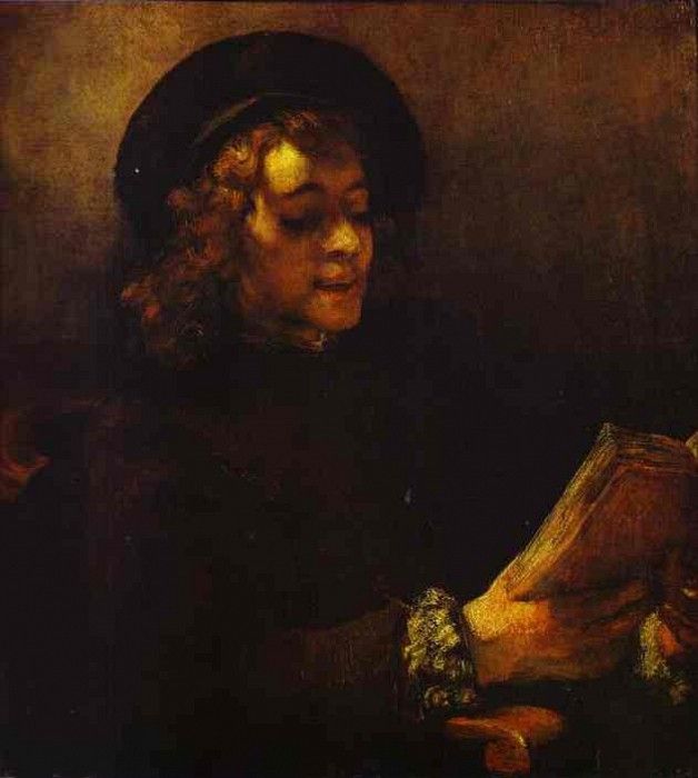 Rembrandt - Portrait of Titus Reading.    