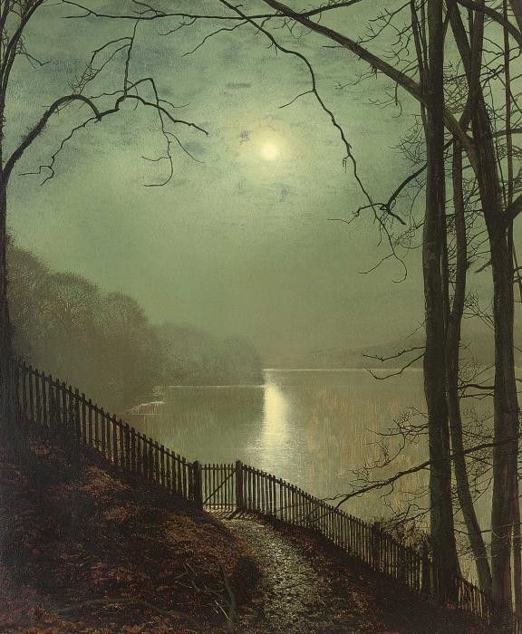 Moonlight on the lake Roundhay Park Leeds.   