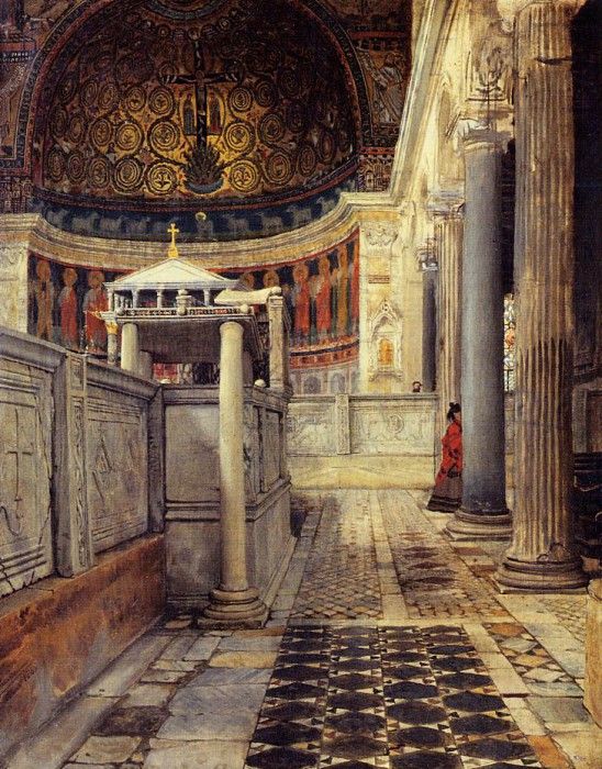 Alma Tadema Interior of the Church of San Clemente Rome. - 