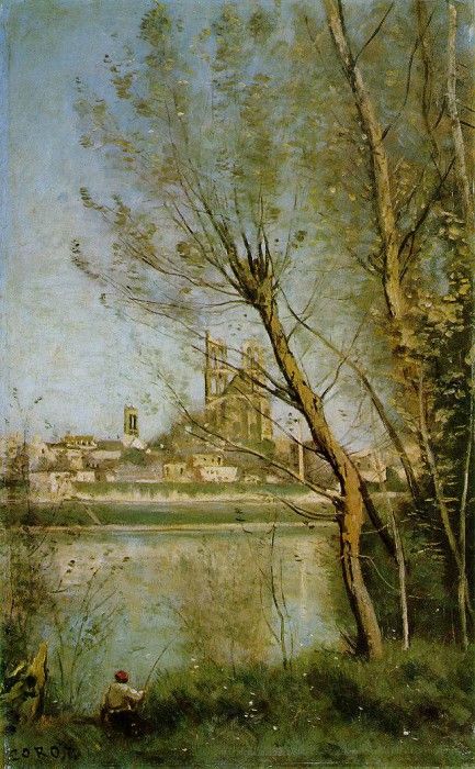 Corot The Cathedral of Mantes, 1865-1869, Musee Saint Denis,. , --